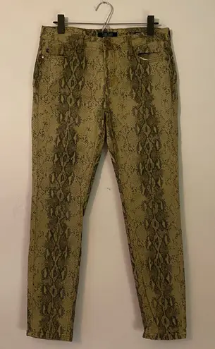 Judy Blue Skinny Fit Snake Print Jeans Brown Green High Rise Women size 11 / 30