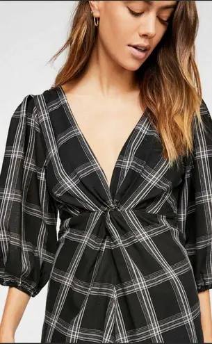 Free People Miss Molly Black White Plaid Mini Dress $128 EUC 0