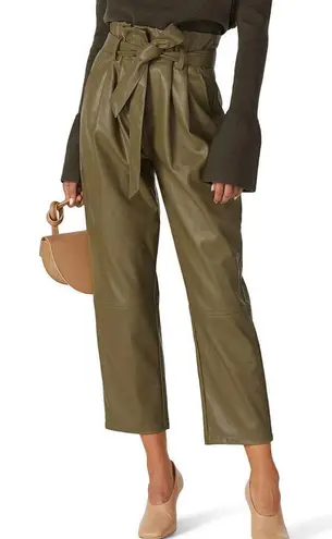 LOVE, WHIT by Whitney Port Olive Green Faux Leather Paper Bag Crop Pants Size M