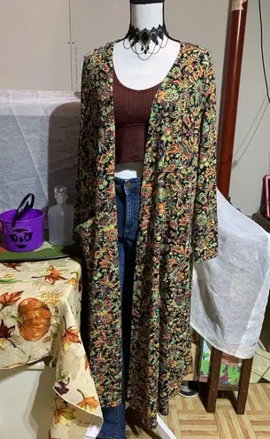 LuLaRoe  Sarah Black Floral Duster