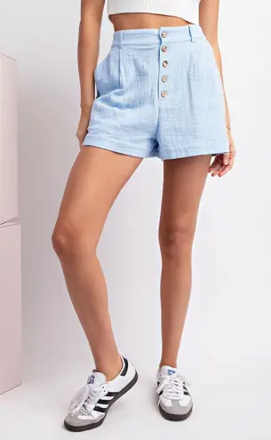 ee:some Periwinkle High Rise Button Front Shorts