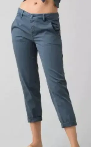 prAna Janessa Green Blue Button Fly Cropped Twill Outdoor Chino Pants