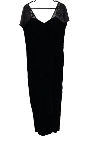 Alfred Angelo Vintage 80s Flirtations Black Velvet Short Sleeve Maxi Dress Sz 20