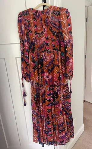 Oliphant SMOCKED TOP MAXI BUKHARA TOFFEE Dress Metallic Red Size XS