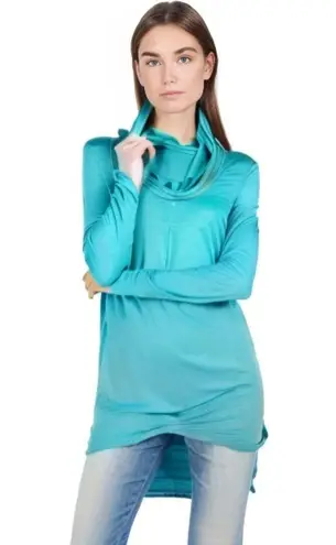 Neon Buddha Teal Green Cowlneck Tunic Hoodie Size XS