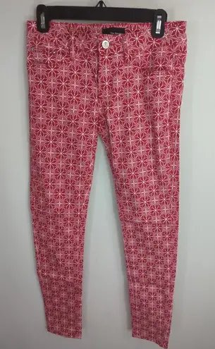 The Kooples Skin Women's Floral Cotton Stretch Skinny Jeans Pink White Size 27
