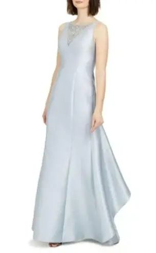 Adrianna Papell  Women's Formal Dress Size 10 Blue Satin Beaded Sleeveless Gown