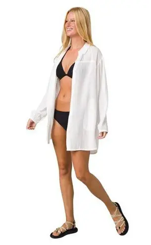 prAna White Fernie Button-Up Lightweight Shirt Women's ONE SIZE NEW