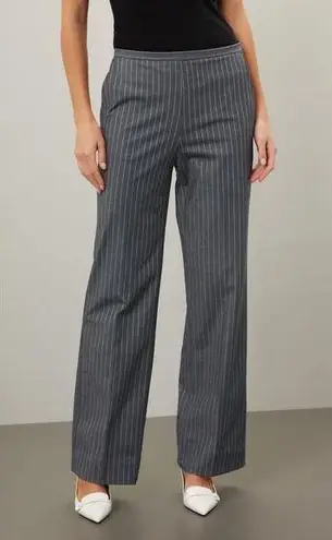 Ganni Gray Stripe Cotton Pinstripe Wide Leg Pants Size 38