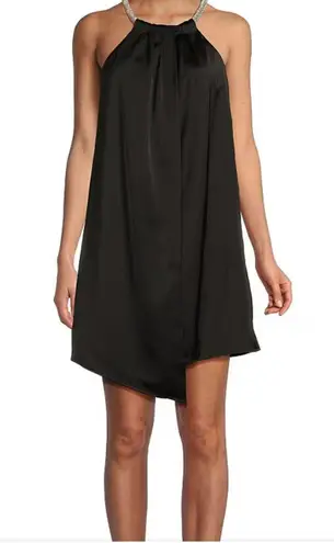 Badgley Mischka Belle by Julier Satin Halter Neck Sleeveless A-Line Dress