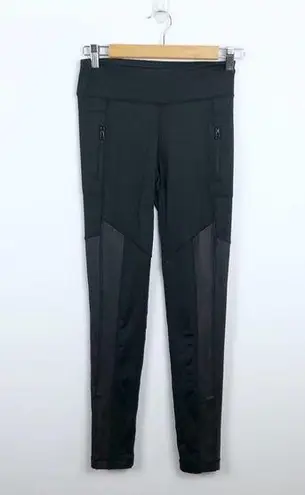 Lukka Lux Faux Leather detail Activewear Athletic Black Leggings Size XS