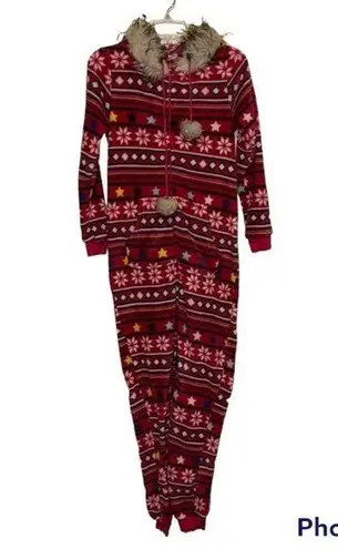 Holiday Time women’s small faux fur trim union suit