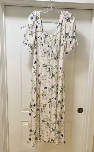 Favorite Daughter Dress Womens 14 Floral White Spring Vineyard Midi Puff Sleeve