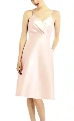 Alfred Sung NWT D777 Satin Twill V Neck Cocktail Dress In Blush Pink Size 12