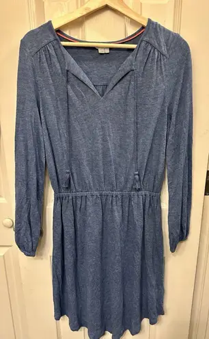 Boden USA BODEN Womens Blue Linen Dress Tassel Elastic Waist Soft Jersey Size 6R EUC