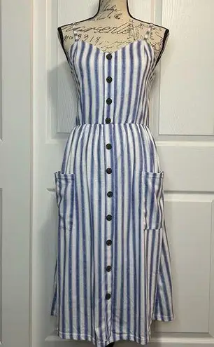 Angashion Bohemian Spaghetti Strap Button Down Swing Midi Dress