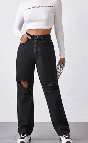 SheIn ✨HP✨High-Waisted Ripped Baggy Jeans✨