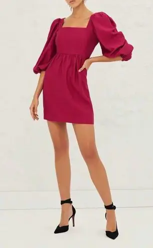 Ba&sh Robe Palerme Pink Mini Dress Linen Blend Puff Sleeve Womens 0 US Size 2 XS