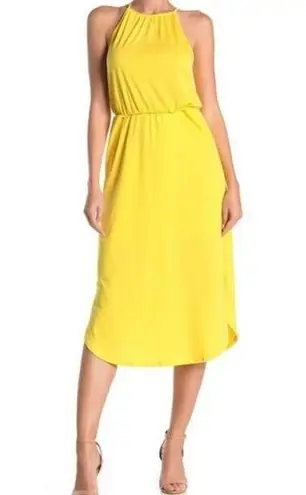 The Vanity Room  Halter Neck Midi Dress Yellow Sundress