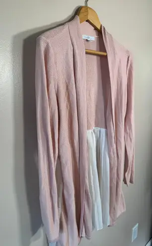 SALE! Pink Fever Mixed Media Long Sweater Size L EUC Size L