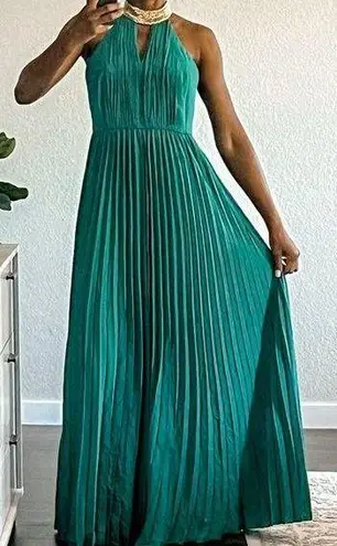 Calvin Klein  Womens Green Woven Halter-mock-neck Sleeveless Maxi Formal Dress 4