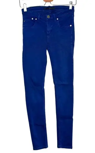 Victoria Beckham Womens Colbalt Blue Mide Rise Skinny Jeans Size 25 designer
