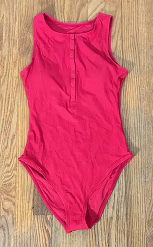 ANDIE Malibu One Piece LT Swimsuit Ribbed Fabric Cherry Red sz S long torso NWT