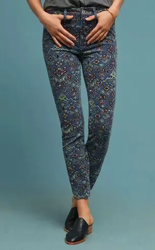 Pilcro and the Letterpress Anthropologie Pilcro Corduroy Abstract Print High-Rise Skinny Jeans size 28