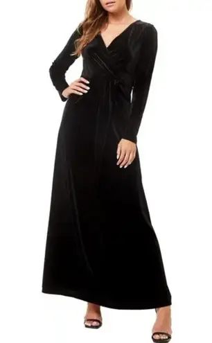 Love by Design Black Velvet Long Sleeve Formal Maxi Dress L
