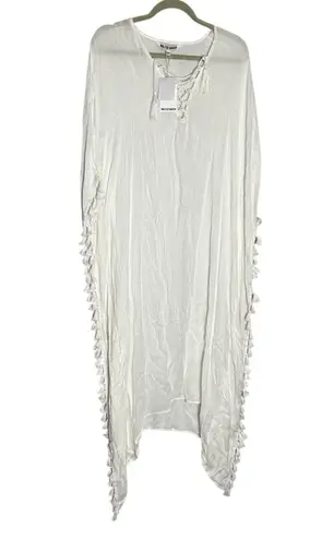 Walter Baker Ivory Acapulco Kaftan Fringe Swimsuit Coverup One Size