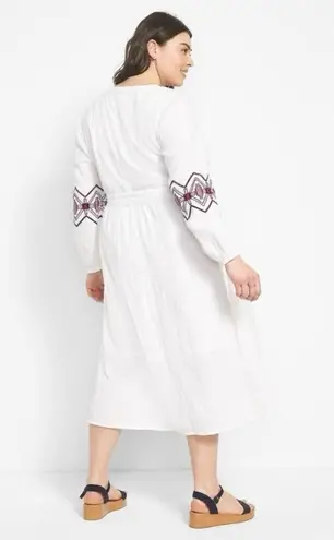 Lane Bryant  White Gauze Embroidered Peasant Midi Dress Sz.16W NWT