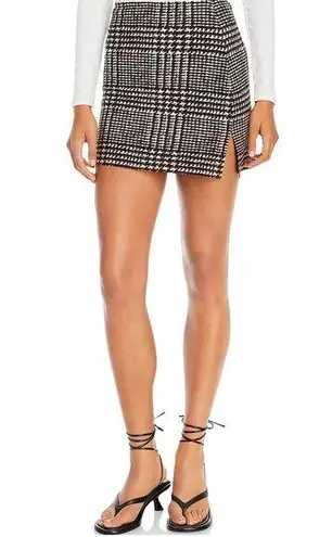 Norma Kamali Glenn Plaid Side Slit Mini Skirt in Chocolate, Size XS/29 NWT $135