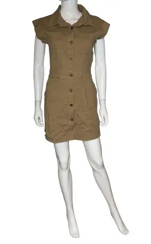Tinsel Juniors' Point Collar Cap Sleeve Mini Shirtdress Camel Sz S Tan