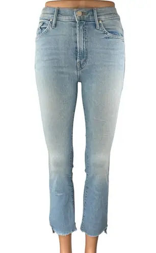 Mother Women's Blue Mid Rise Frayed Raw Hem Straight Leg Denim Jeans Pants Sz 24