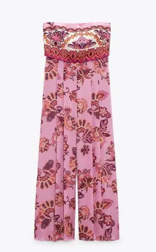 ZARA  jumpsuit romper wide leg sleeveless boho  floral summer vacation casual thumbnail 12