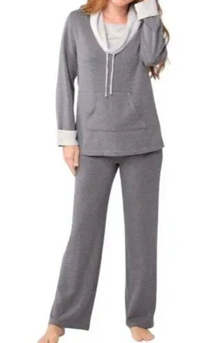 Pajama Gram Charcoal Grey World's Softest Cowl Neck Pajama Set Size Small