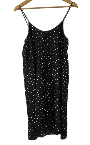 Atm 100% Silk Black White Polka Dot Slip Dress. NWT. Size Medium