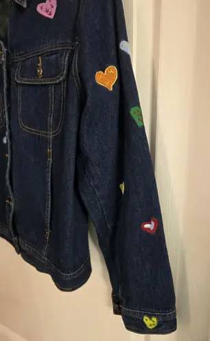 Children’s Art Project Heart Embroidered Denim Jacket Size Medium Blue