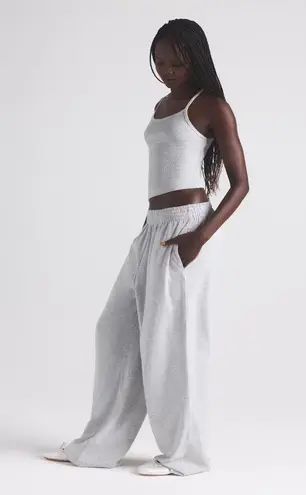 SKIMS Cotton Jersey Wide Leg Pant in Light Heather Grey, Size XXS