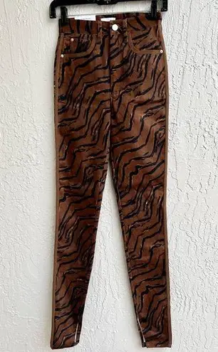 We Wore What  animal print slim jeans brown black size 24 NWT