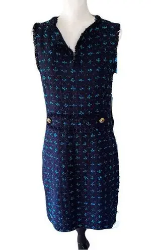 sts blue Sail to Sable NWT Navy Blue Tweed Dress Size 10 Gold Button Detail