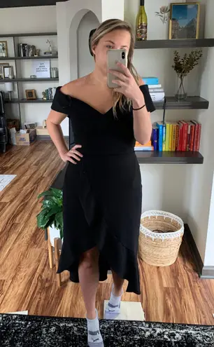 XScape Off The Shoulder Black Dress