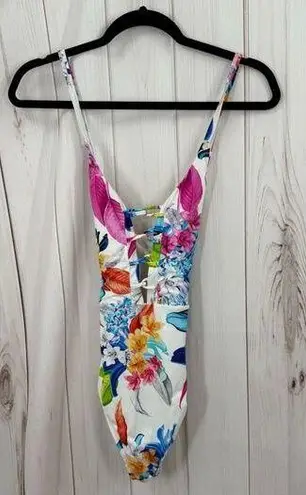 La Blanca Women’s 6 White Floral Strappy One Piece Swim