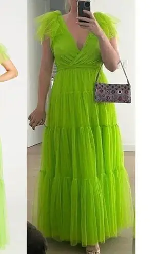 Monique Lhuillier ML Afterglow Gown in Fluorescent Green Size US 4