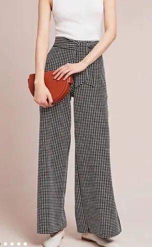 Anthropologie  Pure + Good Wide Leg Slit Pants Printed Sz Small Black White