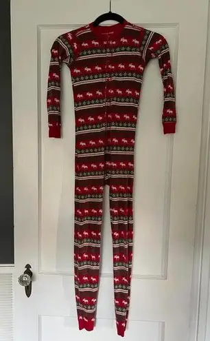 Little Blue House Red Moose Print Pajama Onesie
