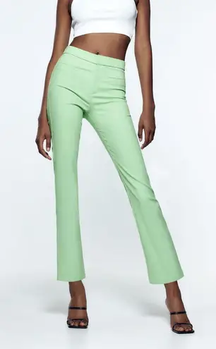 ZARA NWT  lime green MINI FLARE TROUSERS. Size Medium