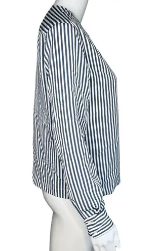 Bishop and Young  Shirt Womens Small Blue White Stripe Surplice Neck Work Casual