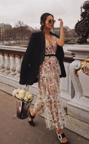 Self Portrait đź’•SELF-PORTRAITđź’• Star Mesh Embroidered Midi Dress ~ US 4