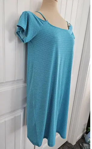 Michael Kors Tile Blue Cold Shoulder Swim Coverup Sz XS Ditzy Daisy Floral